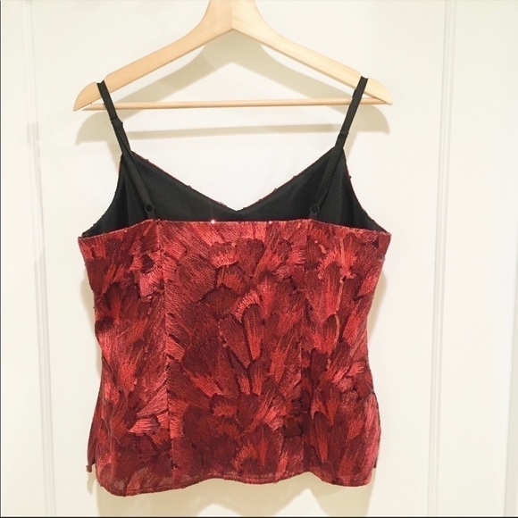 WHBM Red Sequin Embroidered Camisole Top Sz XS NWT - Picture 3 of 9